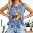Coffee Cats & Books Lover For Women & Girls Coffee Comfort Colors Tank Top Blue Jean