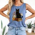 Cute Cat Book Flowers Comfort Colors Tank Top Blue Jean Cute Cat Book Flowers Comfort Colors Tank Top Blue Jean