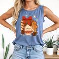 Cute Christmas Books Gingerbread Xmas Book Lover Teacher Comfort Colors Tank Top Blue Jean