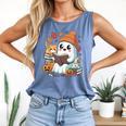 Cute Cozy Ghost Reading With Cat Book Lover Autumn Fall Comfort Colors Tank Top Blue Jean Cute Cozy Ghost Reading With Cat Book Lover Autumn Fall Comfort Colors Tank Top Blue Jean