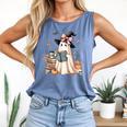 Cute Ghost Reading Book Librarian Book Lover Comfort Colors Tank Top Blue Jean