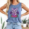 Cute Pastel Goth Bat Reading Book Comfort Colors Tank Top Blue Jean