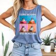 Cute Penguin Reading Book School Librarian Teacher Student Comfort Colors Tank Top Blue Jean