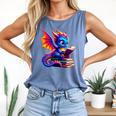Dragon Reading a Book Bookworm Book Lover Comfort Colors Tank Top Blue Jean