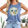 Duck Wilderness Book Reading Illustration Floral Comfort Colors Tank Top Blue Jean