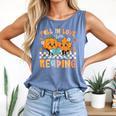 Fall In Love With Reading Thanksgiving Pumpkin Book Lover Comfort Colors Tank Top Blue Jean