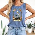 Floral Tarot Card The Reader Skeleton Reading Book Comfort Colors Tank Top Blue Jean