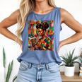 Geometric History Educated Women Reading Book Melanin Comfort Colors Tank Top Blue Jean