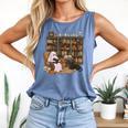 Ghost Reading Book Cat Lover Halloween Reading Enthusiast Comfort Colors Tank Top Blue Jean