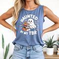 Haunted By My TBR Cute Ghost Book Reading Teacher Halloween Comfort Colors Tank Top Blue Jean