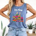 I'm Fine Reading Books Reader Book Lover Librarian Comfort Colors Tank Top Blue Jean