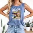 Just a Girl Who Loves Cats And Books Comfort Colors Tank Top Blue Jean