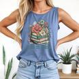 Leer ES Poder Cute Floral Spanish Teacher Book Reading Comfort Colors Tank Top Blue Jean