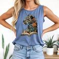 Leopard Book Flower Comfort Colors Tank Top Blue Jean