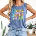 Literacy And Justice For All Protect Banned Books Library Comfort Colors Tank Top Blue Jean