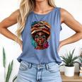 Melanin Girl Afro Book Lover Librarian Teacher Student Comfort Colors Tank Top Blue Jean