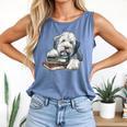 Old English Sheepdog Books Reading Dog Breed Graphic Comfort Colors Tank Top Blue Jean