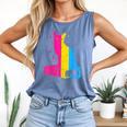 Pansexual Pride Celestial Cat Sitting Book LGBTQ Pan Colors Men Women Comfort Colors Tank Top Blue Jean