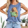 Pet Capybara Is Reading Library Capy Word Book Day Teacher Men Women Kids Comfort Colors Tank Top Blue Jean