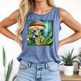 Rabbit Reading Book Under Large Mushroom Easter Bandana Comfort Colors Tank Top Blue Jean