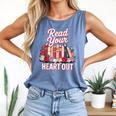 Read Your Heart Out Book Lover Reading Enthusiasts Floral Comfort Colors Tank Top Blue Jean
