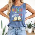 Reading Books Bibliophile Hooray It's Library Day Comfort Colors Tank Top Blue Jean