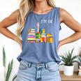 Reading Books Librarian Reader Nerd I'm Ok Teacher Comfort Colors Tank Top Blue Jean