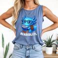 Readsolotl Blue Kawaii Axolotl Book Lover Reading Comfort Colors Tank Top Blue Jean