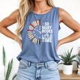 Retro So Many Books Little Time Book Clock Reading Comfort Colors Tank Top Blue Jean