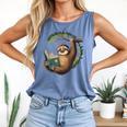 Sloth Reading a Book Lazy Sloth Bookworm Comfort Colors Tank Top Blue Jean