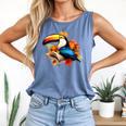 Toucan Reading Book Comfort Colors Tank Top Blue Jean