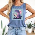Trex Reading Book Dinosaur Comfort Colors Tank Top Blue Jean