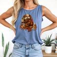 Turkey Reading Books Fall Season Thanksgiving Teacher Book Comfort Colors Tank Top Blue Jean