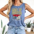 Wake Up Smarter Librarian Book Stack Premium Tri-Blend Comfort Colors Tank Top Blue Jean