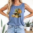 Women's Dragon Bookworm Reading Book Graphic Comfort Colors Tank Top Blue Jean Women's Dragon Bookworm Reading Book Graphic Comfort Colors Tank Top Blue Jean