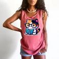 Adorable Book Lover Calico Cat With Reading Glasses Cute For Men Women Kids Comfort Colors Tank Top Watermelon