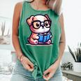 Adorable Book Lover Bulldog With Reading Glasses Cute Raglan Baseball Tee Comfort Colors Tank Top Violet
