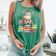 Adorable Donkey With Heart Sitting On Colorful Book Stack Comfort Colors Tank Top Violet