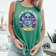 Alien Reader Reading Teacher Librarian Book Lover Comfort Colors Tank Top Violet