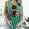 Back To School Afro Melanin Girl Reading Book Bookworm Comfort Colors Tank Top Violet
