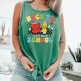 Back To School Checkered Book Pencil Groovy Teacher Student Comfort Colors Tank Top Violet