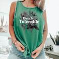 Barely Tolerable Shirt Floral Book Lover Quote Bookish Comfort Colors Tank Top Violet