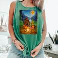 Bigfoot And Alien Reading Books Campfire Halloween Comfort Colors Tank Top Violet