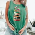 Book Stack With Flowers Reading Lover Bookish Comfort Colors Tank Top Violet