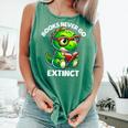 Books Never Go Extinct Reading Dinosaur Bookish Nerdy Comfort Colors Tank Top Violet