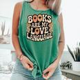 Books Are My Love Language Retro Groovy 70s Book Lover Comfort Colors Tank Top Violet