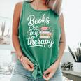 Books Are My Therapy Book Lover Coffee Books Flowers Bookish Comfort Colors Tank Top Violet