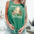 Books Are My Therapy Cozy Reading Chair Artwork Comfort Colors Tank Top Violet