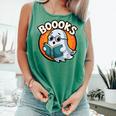 BOOOKS Cute Ghost Reading Books Halloween Comfort Colors Tank Top Violet