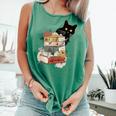 Cat And Books Flowers Reading Club Cat Lover Bookworm Comfort Colors Tank Top Violet